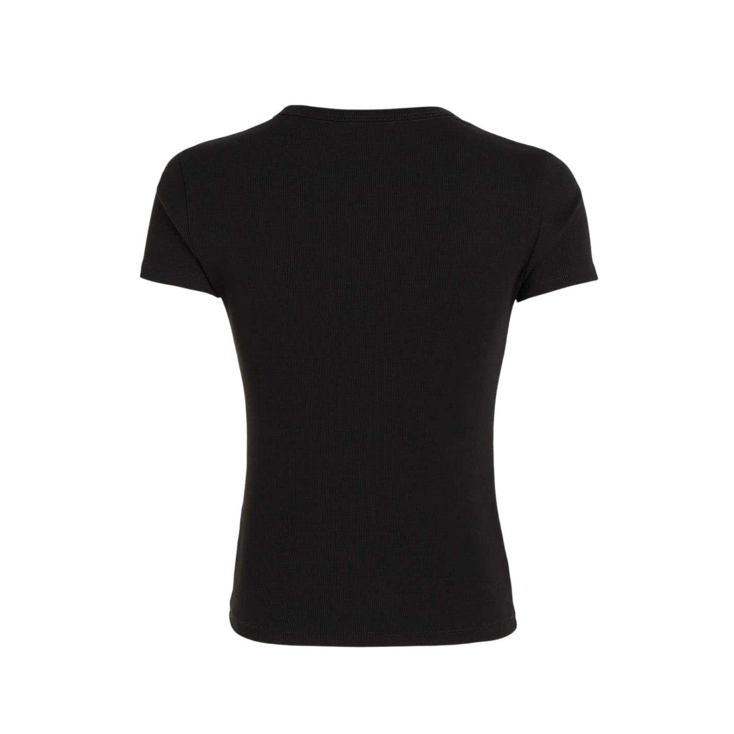 Black - Back - Tommy Jeans Womens-Ladies Logo Ribbed Fitted T-Shirt