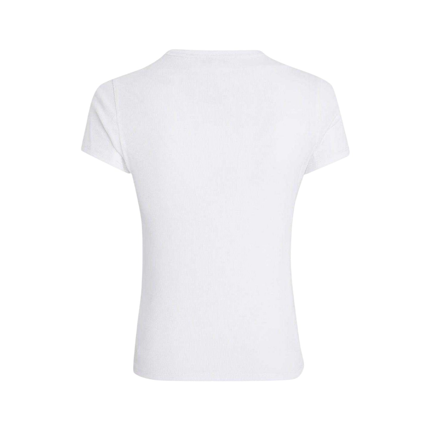 White - Back - Tommy Jeans Womens-Ladies Logo Ribbed Fitted T-Shirt