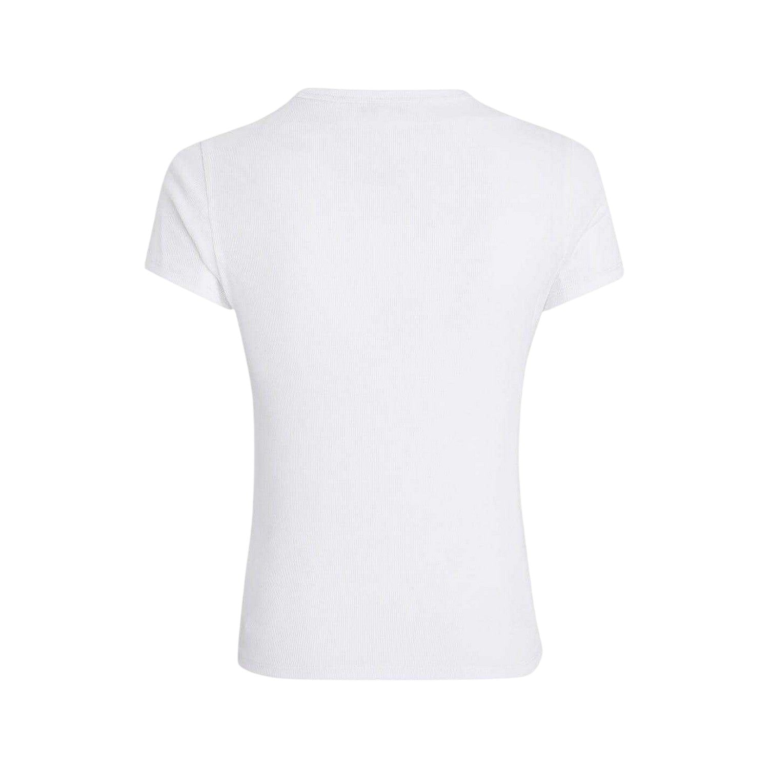 White - Back - Tommy Jeans Womens-Ladies Logo Ribbed Fitted T-Shirt