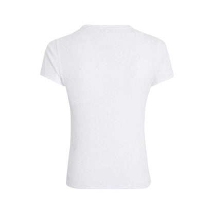 White - Back - Tommy Jeans Womens-Ladies Logo Ribbed Fitted T-Shirt