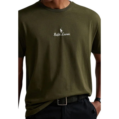 Olive - Side - Ralph Lauren Mens Crew Neck Short-Sleeved T-Shirt
