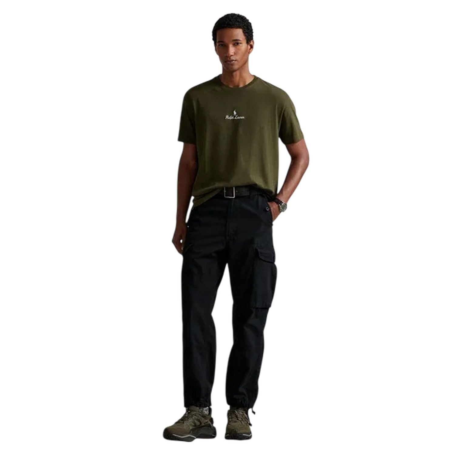 Olive - Lifestyle - Ralph Lauren Mens Crew Neck Short-Sleeved T-Shirt