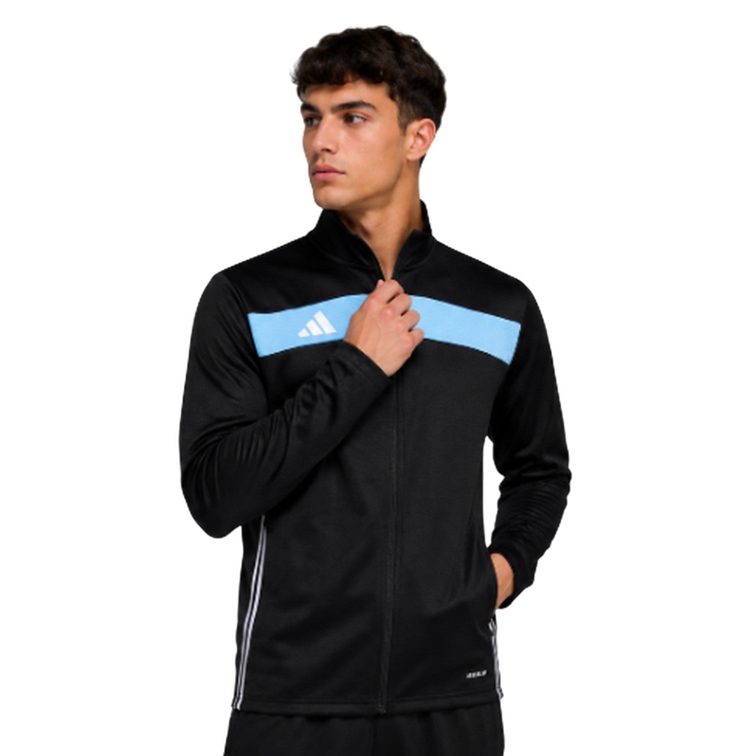 Black - Side - Adidas Mens Tiro 25 Essentials Quarter Zip Slim Training Top