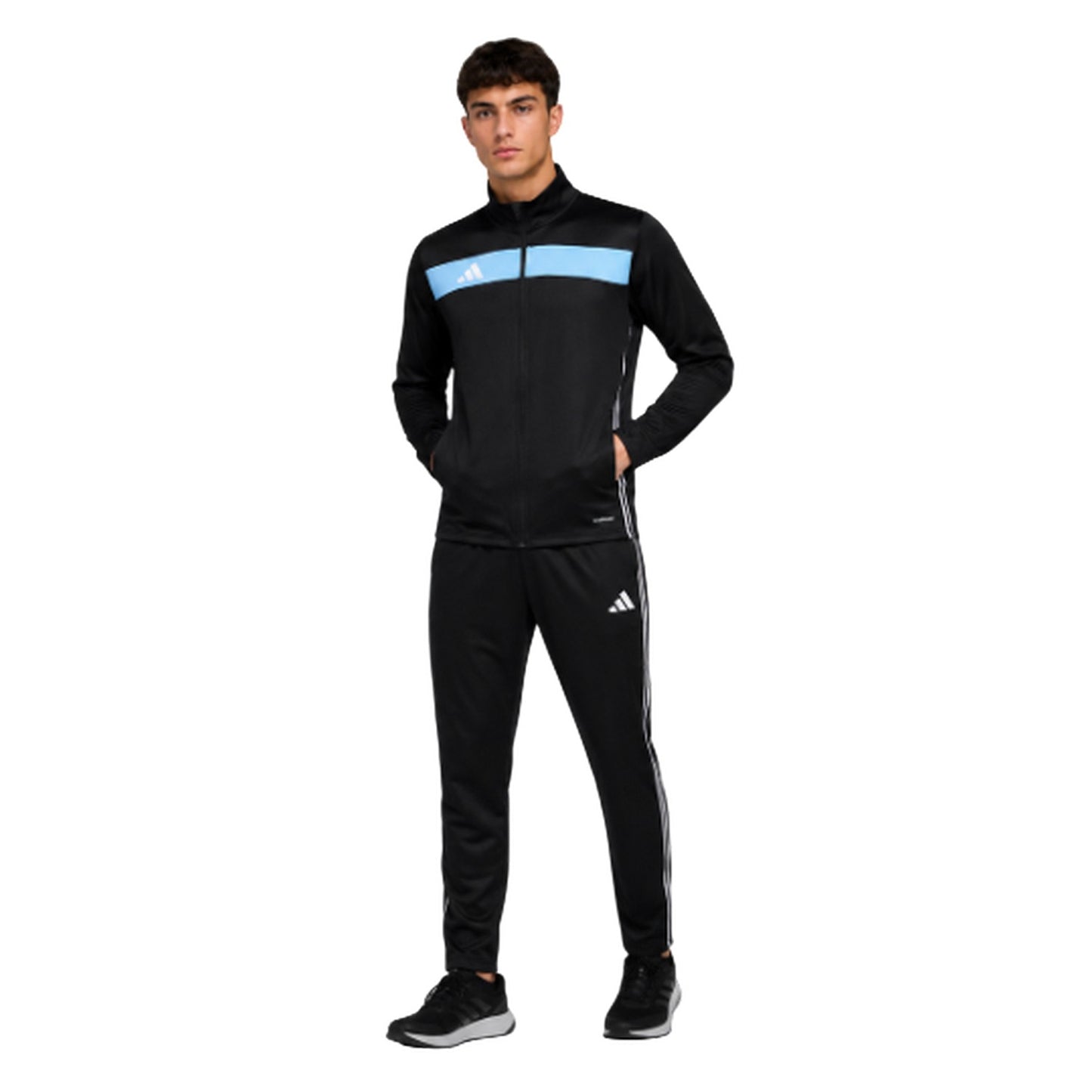 Black - Lifestyle - Adidas Mens Tiro 25 Essentials Quarter Zip Slim Training Top