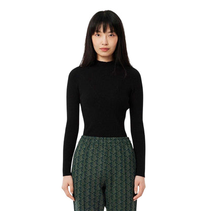 Black - Side - Lacoste Womens-Ladies 3D Rib Knit Logo Sweater Top