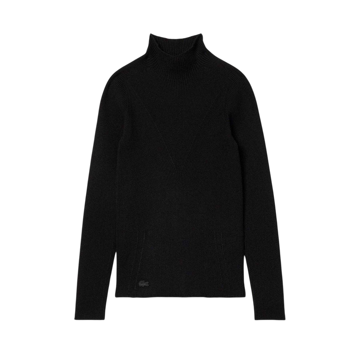 Black - Front - Lacoste Womens-Ladies 3D Rib Knit Logo Sweater Top