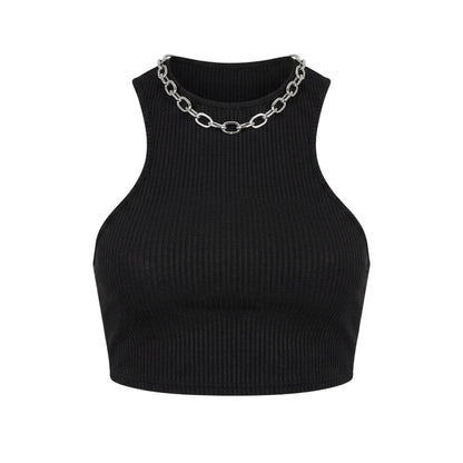 Black - Front - Missy Empire Womens-Ladies Racer Crop Top