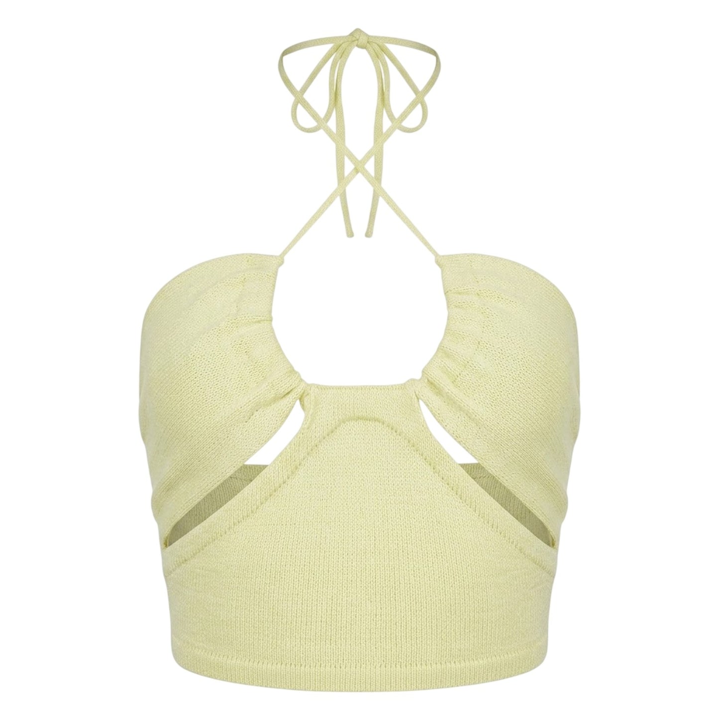 Lime - Front - Missy Empire Womens-Ladies Crossover Ribbed Fitted Crop Top