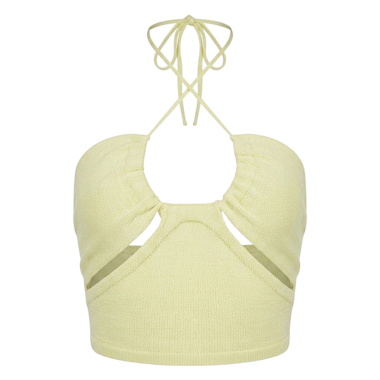 Lime - Front - Missy Empire Womens-Ladies Crossover Ribbed Fitted Crop Top