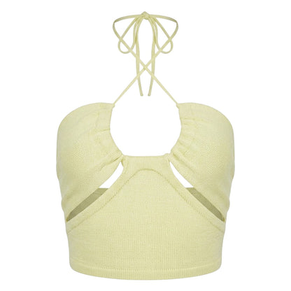 Lime - Front - Missy Empire Womens-Ladies Crossover Ribbed Fitted Crop Top