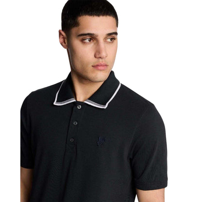 Blue - Side - Lyle & Scott Mens Logo Cotton Polo Shirt