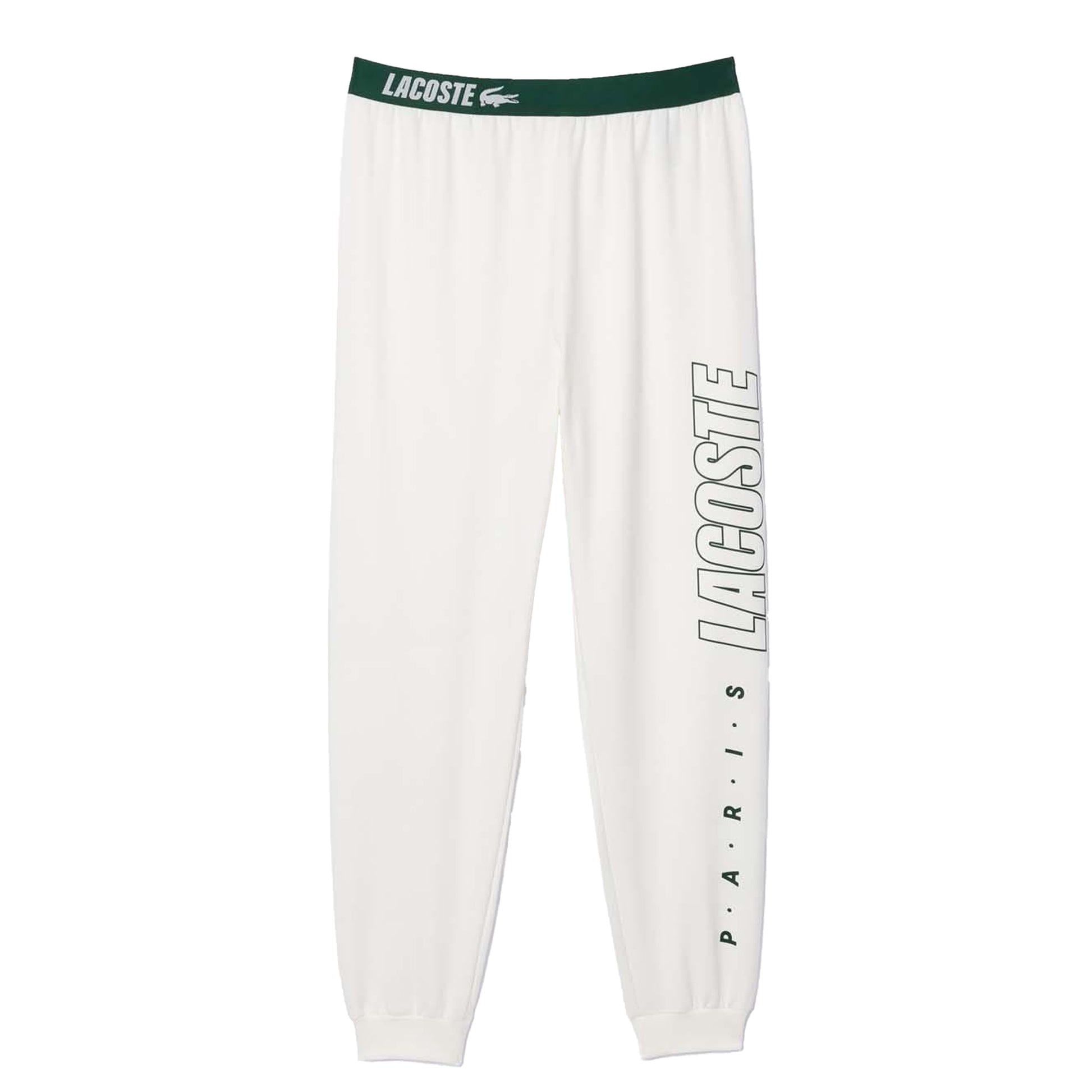 Cream - Front - Lacoste Mens Fleece Logo Lounge Pants