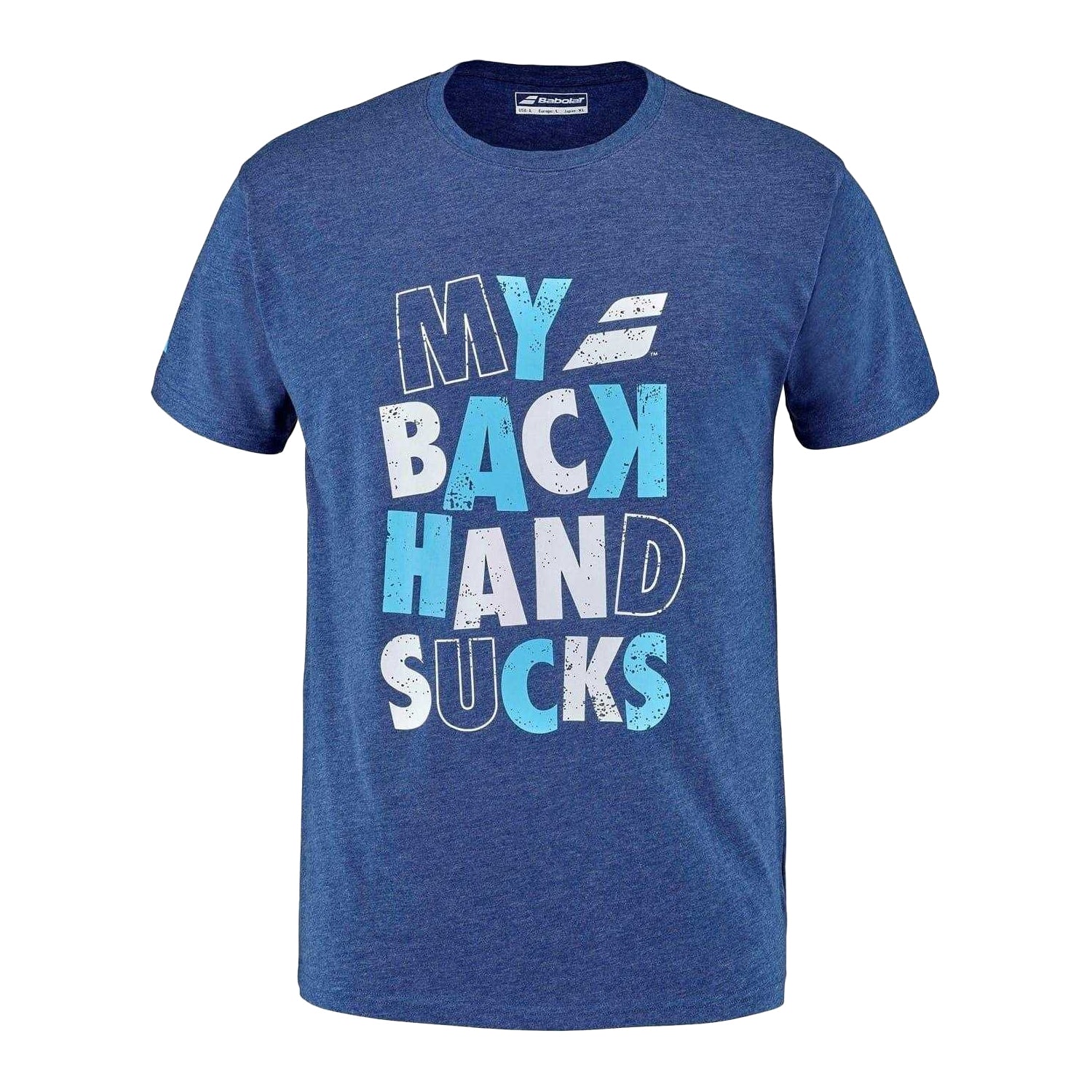 Estate Blue Heather - Front - Babolat Mens Lettering Crew Neck T-Shirt