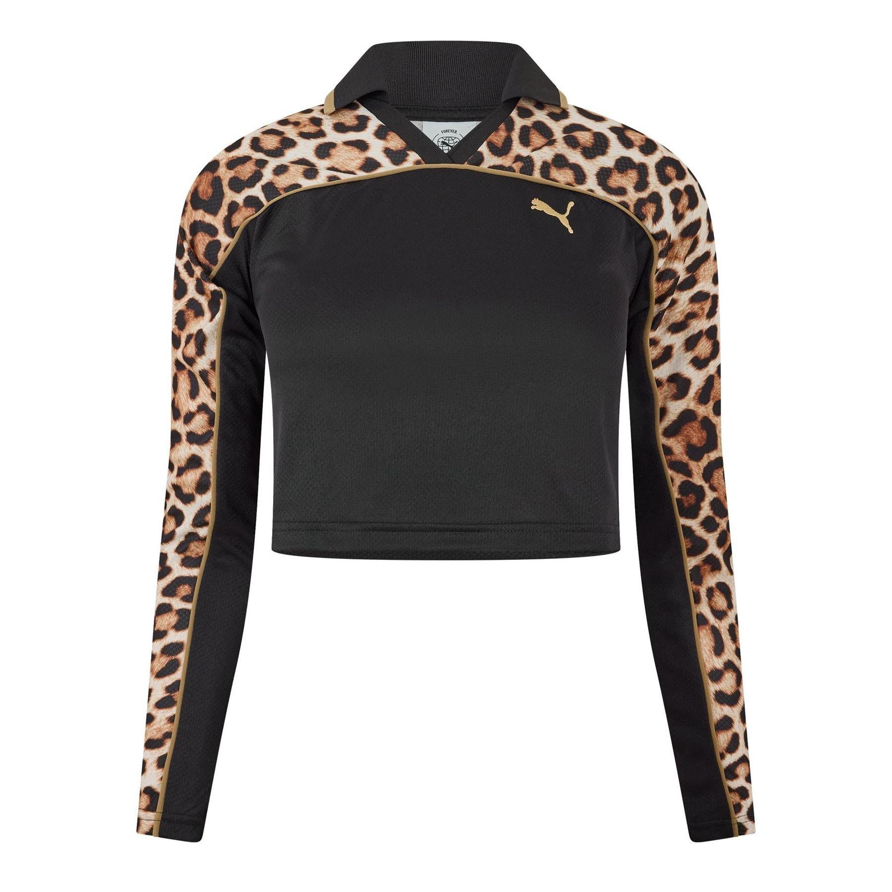 Puma Black - Front - Puma Womens-Ladies Leopard Print T-Shirt