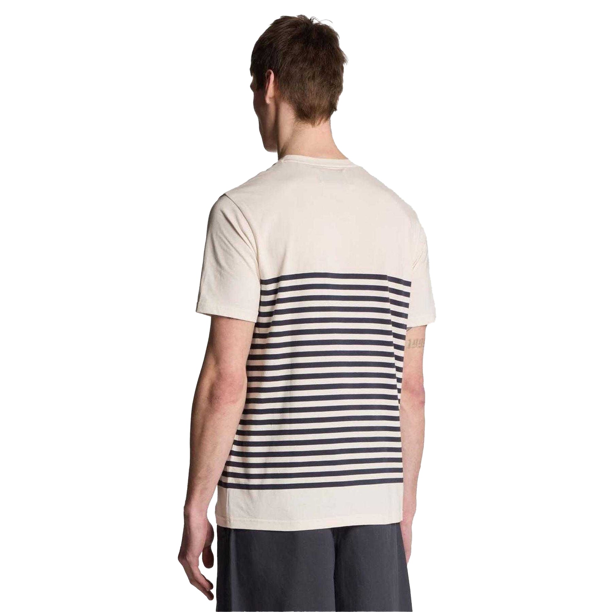 White - Back - Lyle & Scott Mens Breton Stripe Breton T-Shirt