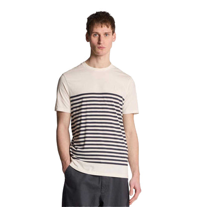 White - Side - Lyle & Scott Mens Breton Stripe Breton T-Shirt
