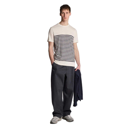 White - Lifestyle - Lyle & Scott Mens Breton Stripe Breton T-Shirt
