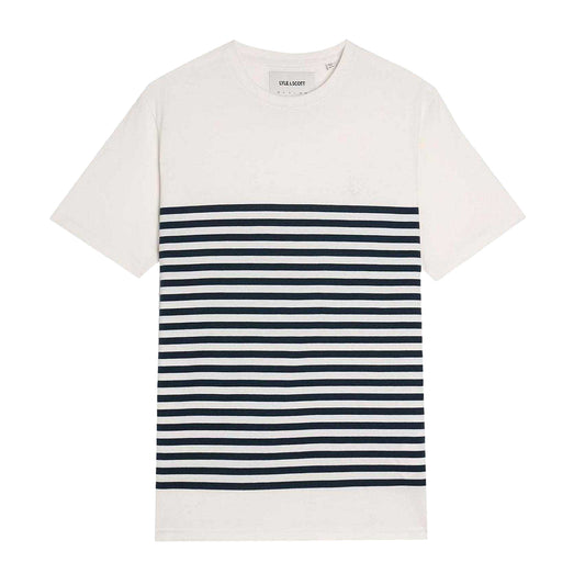 White - Front - Lyle & Scott Mens Breton Stripe Breton T-Shirt