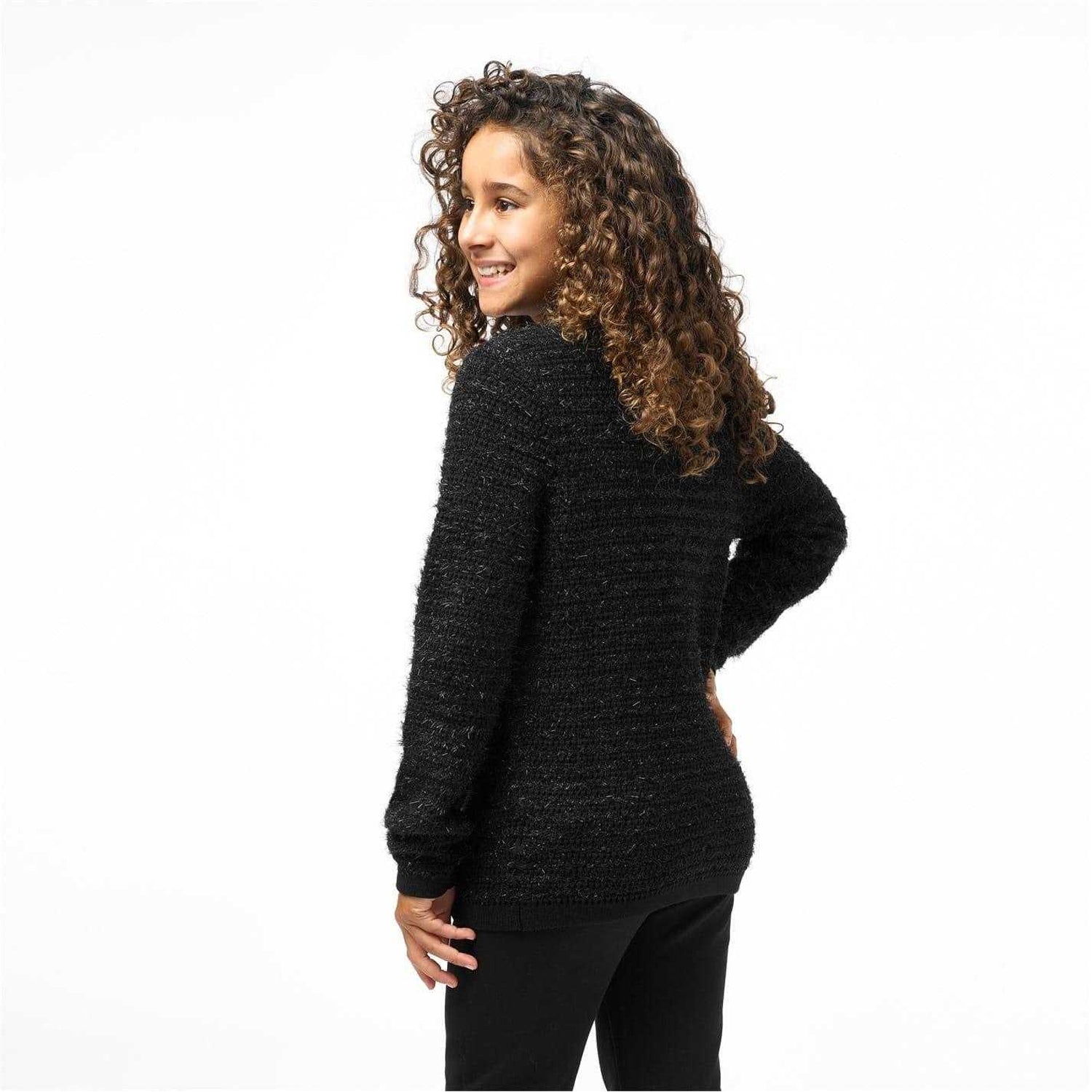 Black - Back - Biba Girls Biba Fluffy Cardigan