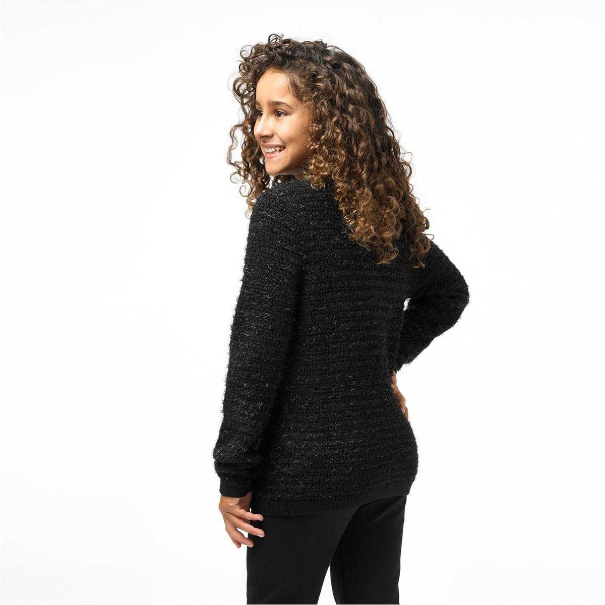 Black - Back - Biba Girls Biba Fluffy Cardigan