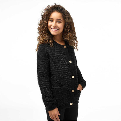 Black - Lifestyle - Biba Girls Biba Fluffy Cardigan