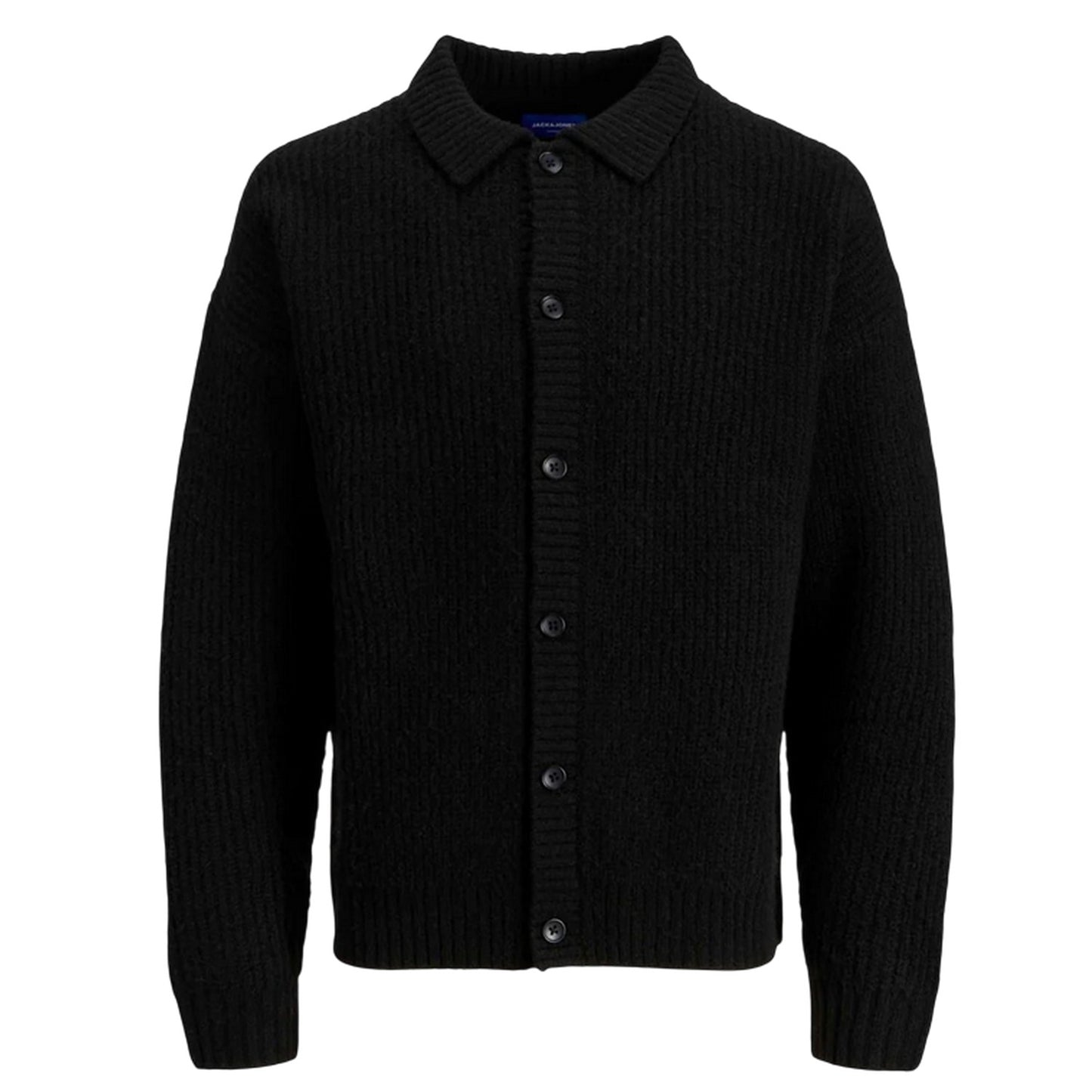 Black - Front - Jack And Jones Mens York Flat Knit Long-Sleeved Cardigan