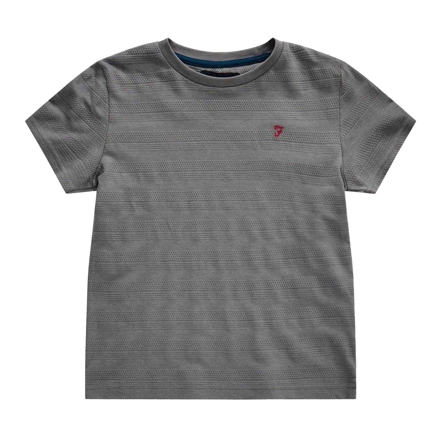 Grey - Front - Farah Childrens-Kids Silverstone Textured Stripe T-Shirt