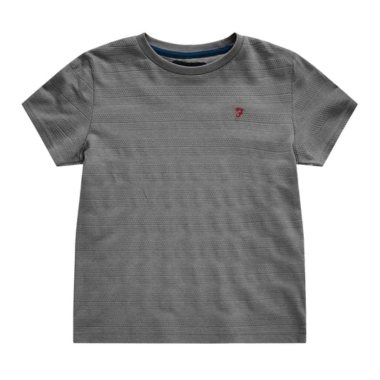 Grey - Front - Farah Childrens-Kids Silverstone Textured Stripe T-Shirt