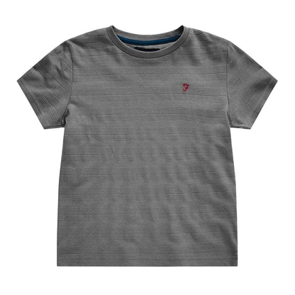 Grey - Front - Farah Childrens-Kids Silverstone Textured Stripe T-Shirt