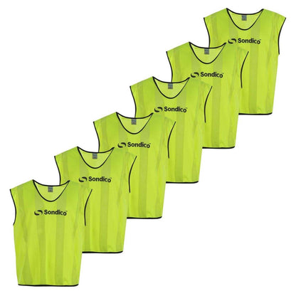 Yellow - Front - Sondico Unisex Adult Mesh Hi-Vis Sleeveless Training Bib (Pack of 6)