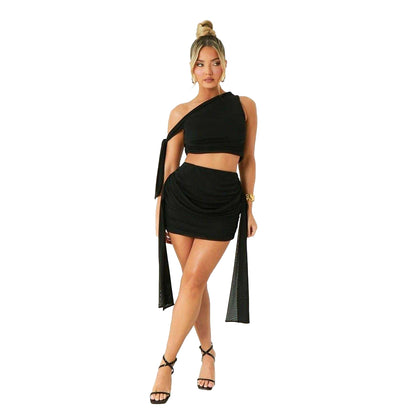 Black - Side - Missy Empire Womens-Ladies Tie Detail Mesh Crop Top