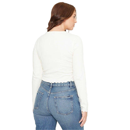 Cream - Back - Be You Womens-Ladies Ribbed Cropped T-Shirt