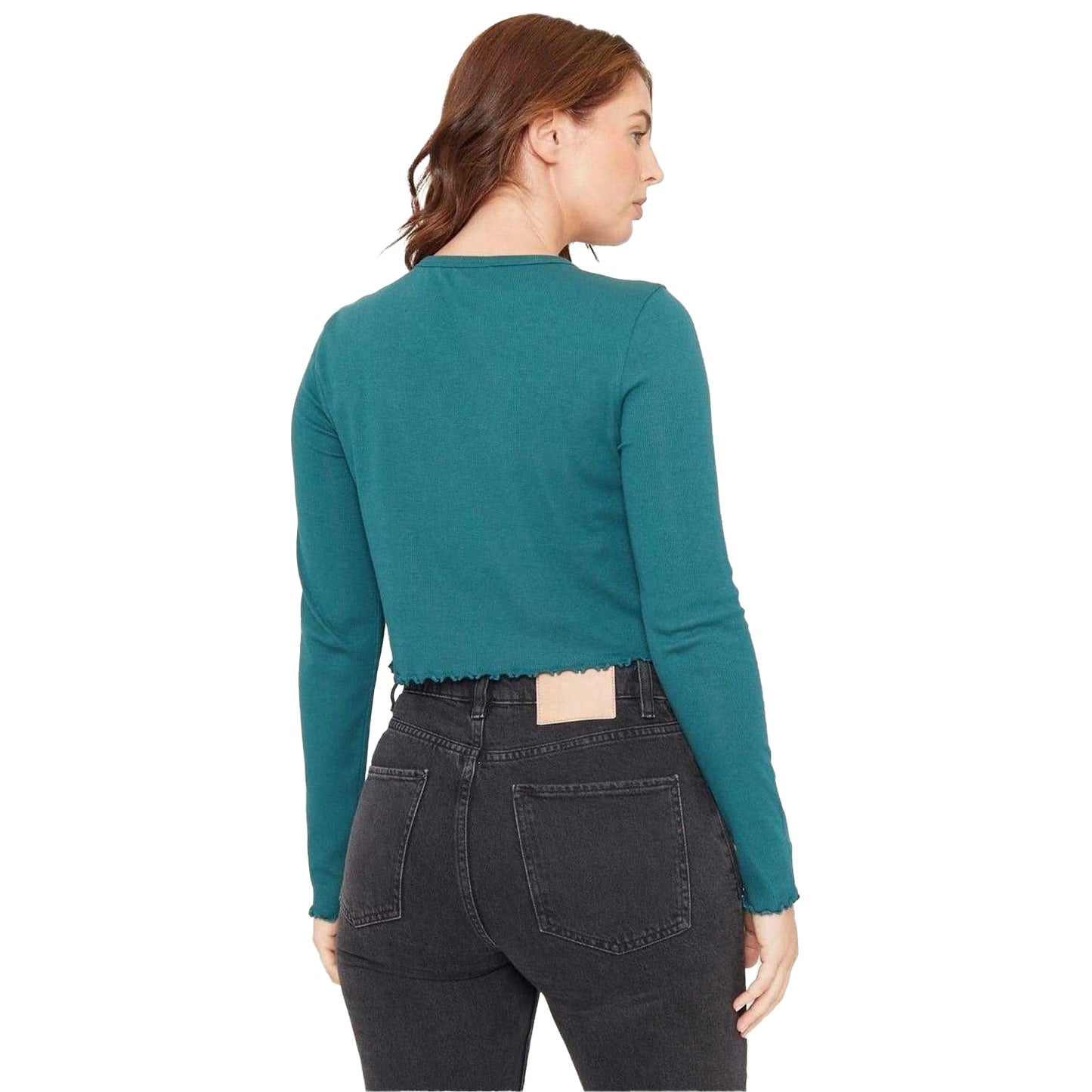 Teal - Back - Be You Womens-Ladies Ribbed Cropped T-Shirt