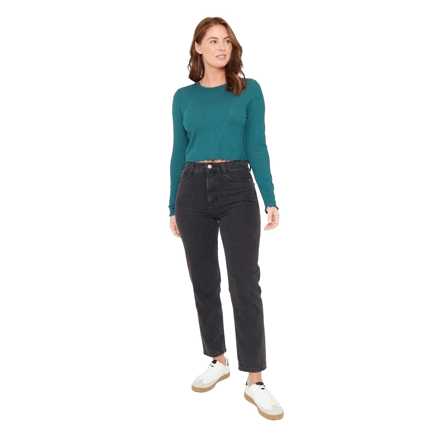 Teal - Lifestyle - Be You Womens-Ladies Ribbed Cropped T-Shirt