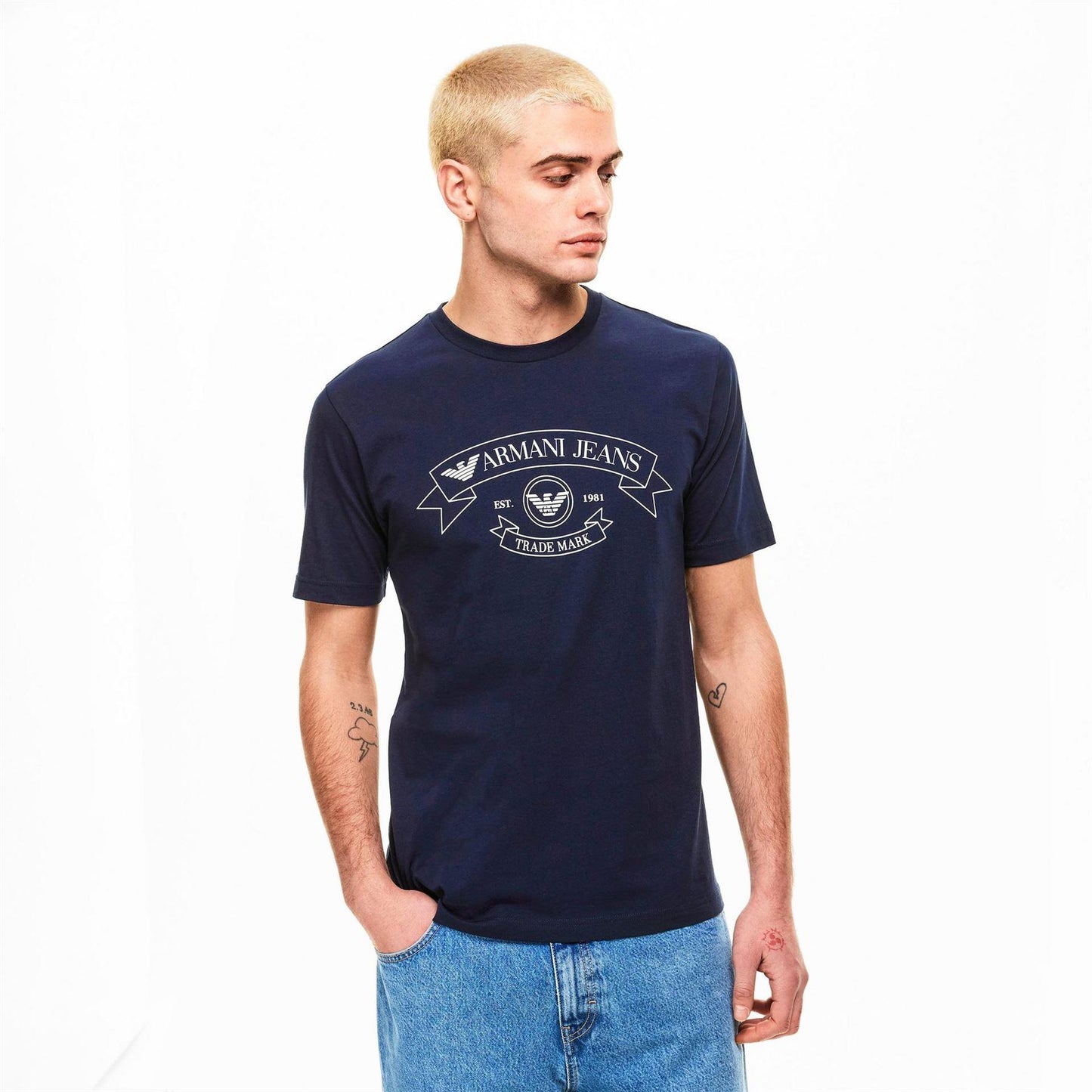 Sky Captain - Side - Emporio Armani EA7 Mens Eagle Crest Regular T-Shirt