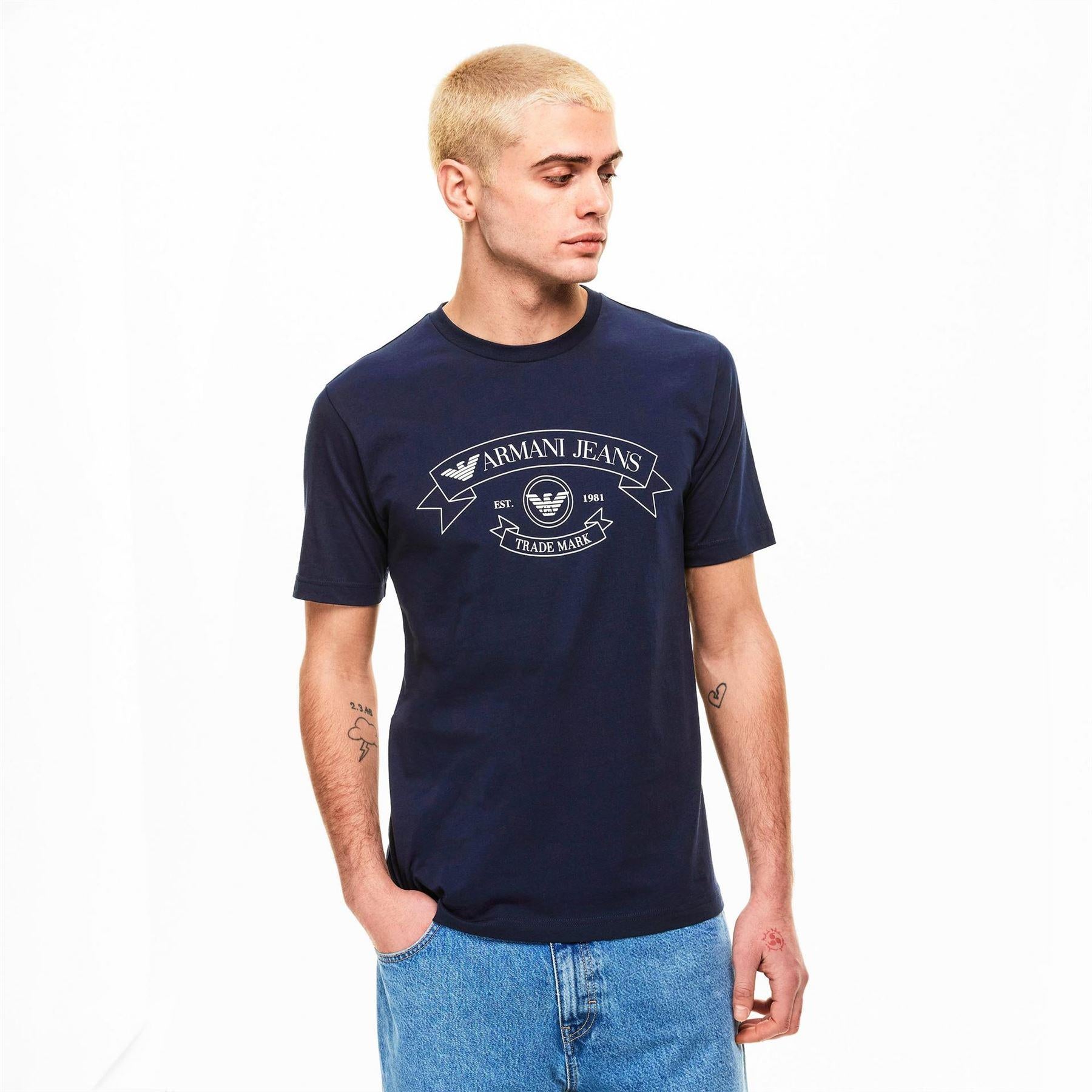Sky Captain - Side - Emporio Armani EA7 Mens Eagle Crest Regular T-Shirt