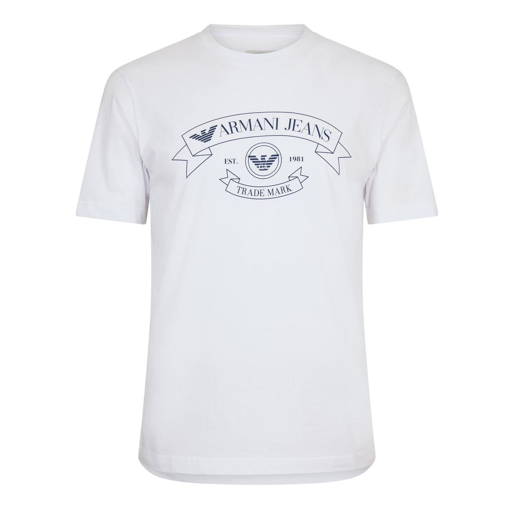 White - Front - Emporio Armani EA7 Mens Eagle Crest Regular T-Shirt