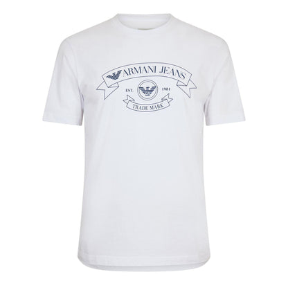 White - Front - Emporio Armani EA7 Mens Eagle Crest Regular T-Shirt