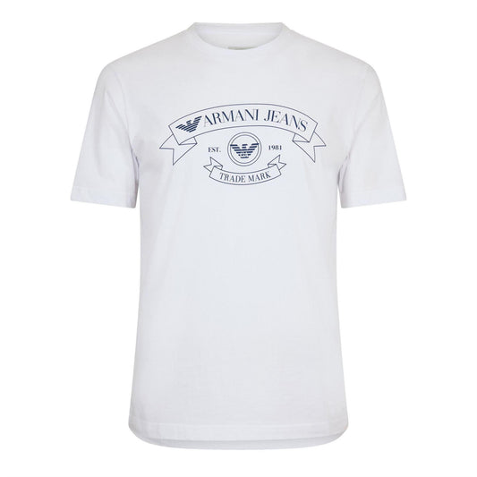 White - Front - Emporio Armani EA7 Mens Eagle Crest Regular T-Shirt