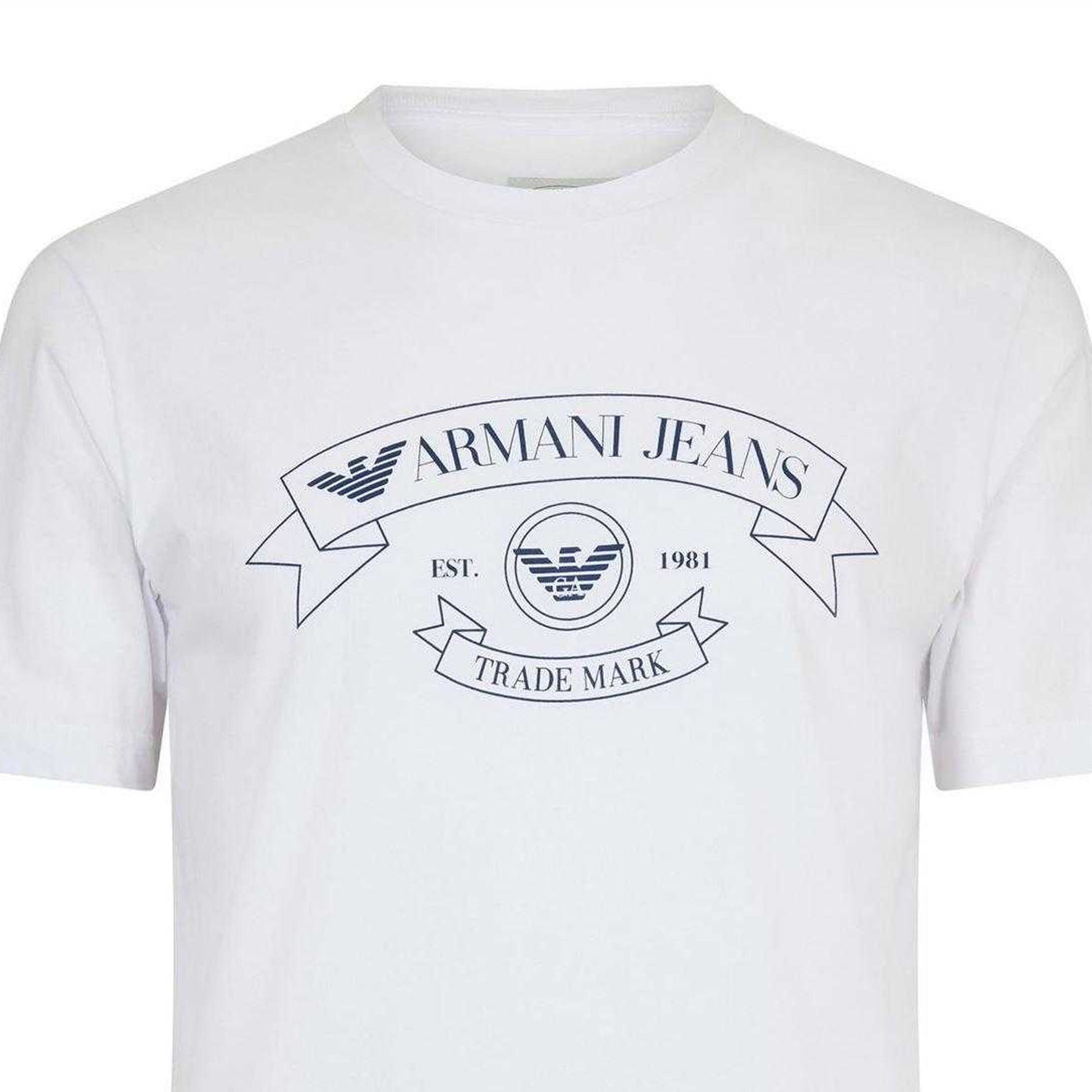 White - Back - Emporio Armani EA7 Mens Eagle Crest Regular T-Shirt