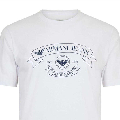 White - Back - Emporio Armani EA7 Mens Eagle Crest Regular T-Shirt