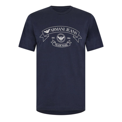 Sky Captain - Front - Emporio Armani EA7 Mens Eagle Crest Regular T-Shirt