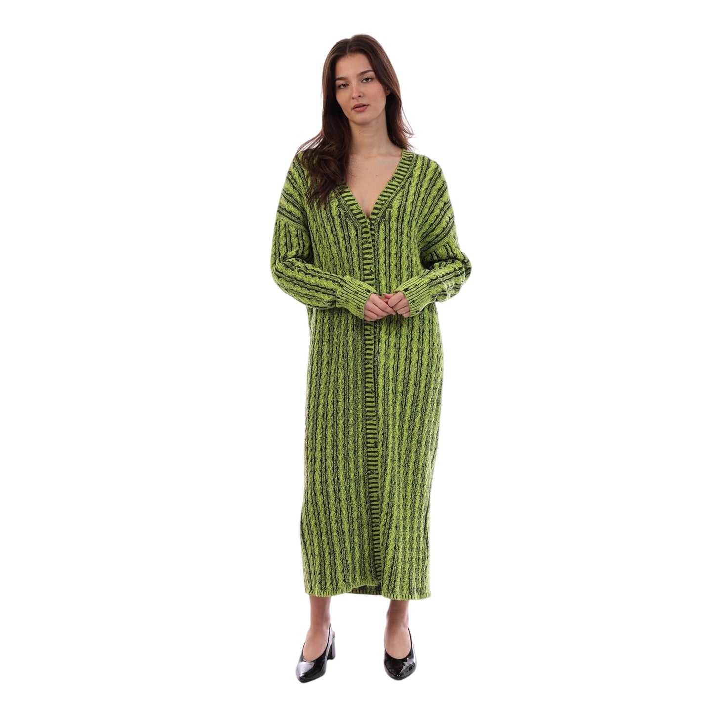 Green - Side - Diesel Womens-Ladies Knitted Long Length Cardigan