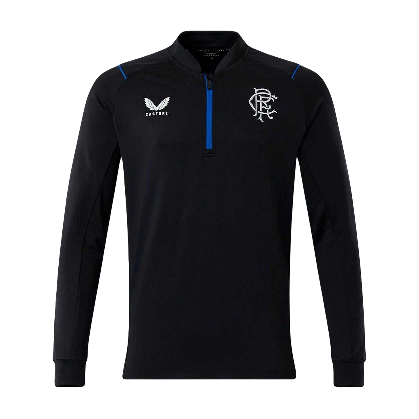 Black - Front - Castore Mens Rangers FC Quarter Zip Training Fleece Top