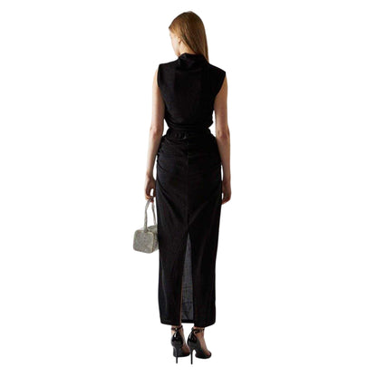 Black - Back - Glamorous Womens-Ladies Glitter Fitted Crop Top