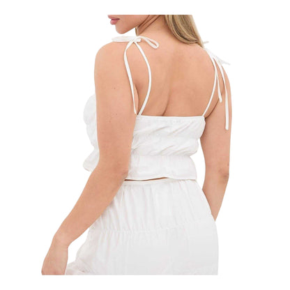 White - Back - I Saw It First Womens-Ladies Ruched Tie Detail Crop Top