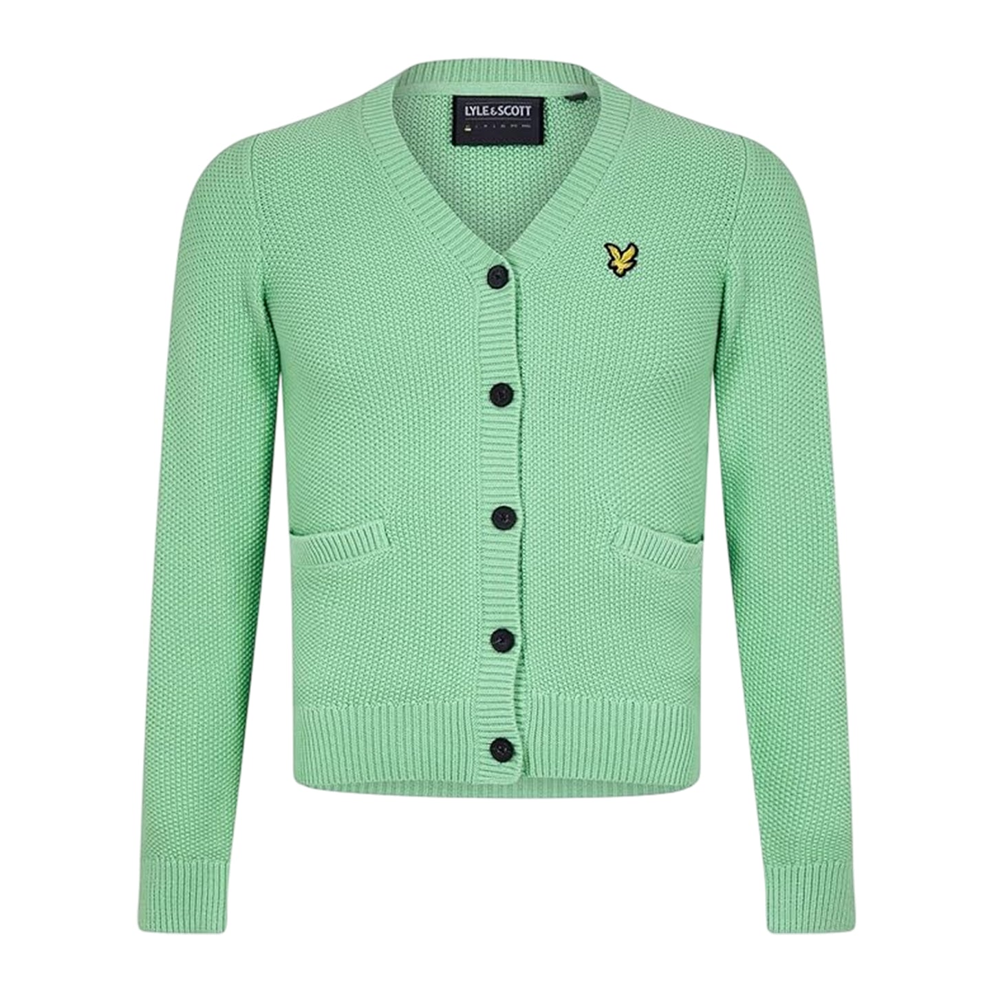 Pale Teal - Front - Lyle & Scott Mens Embroidered Logo Regular Cardigan