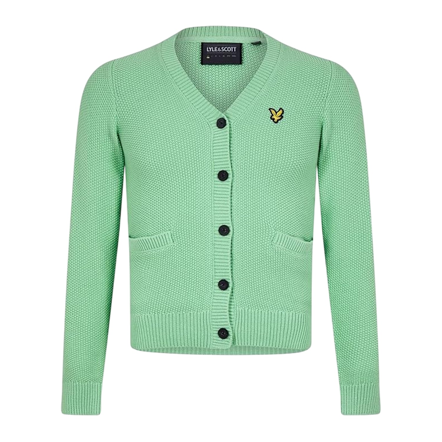 Pale Teal - Front - Lyle & Scott Mens Embroidered Logo Regular Cardigan