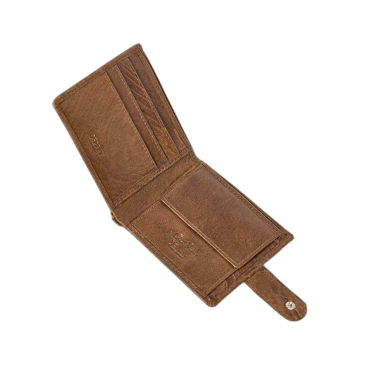 Cognac - Side - Osprey Logo Leather Wallet