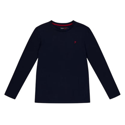 Navy Blazer - Front - Farah Childrens-Kids Embroidered Crew Neck Long-Sleeved T-Shirt